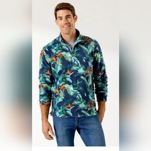 SOLD! Tommy Bahama 1/4 Zip Mock Coller Tropical pattern Fleece pullover- Size L